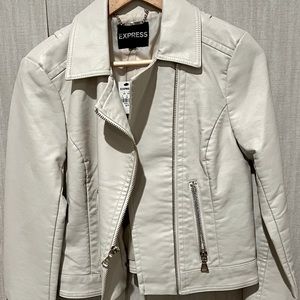 EXPRESS Women's Cream Faux Leather Jacket SIZE S
